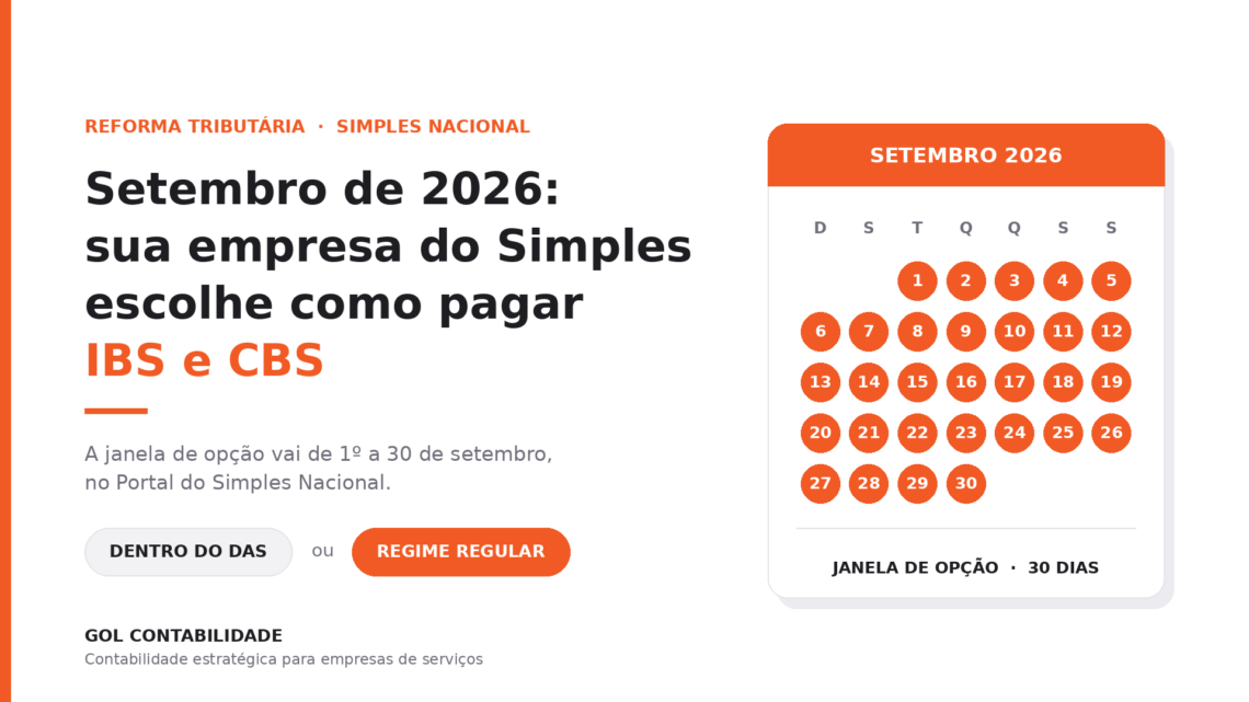 Setembro de 2026: o mês em que sua empresa do Simples vai escolher como pagar IBS e CBS